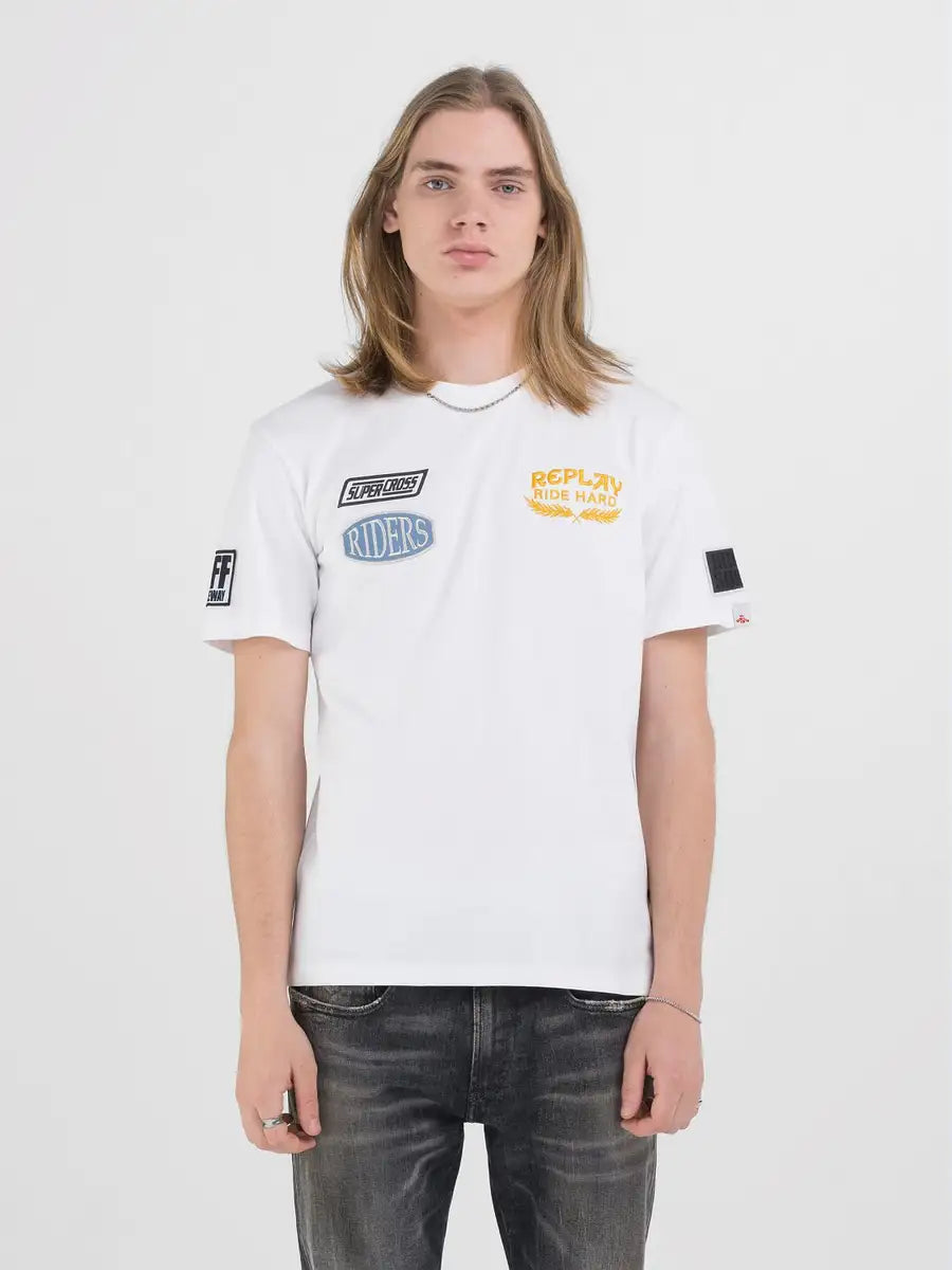 T-shirt Replay riders white